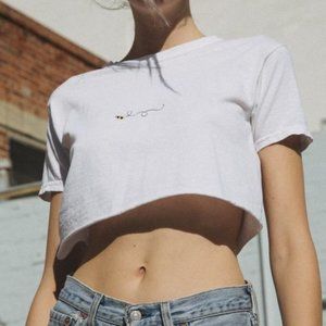 Brandy Melville Bee White Crop Top